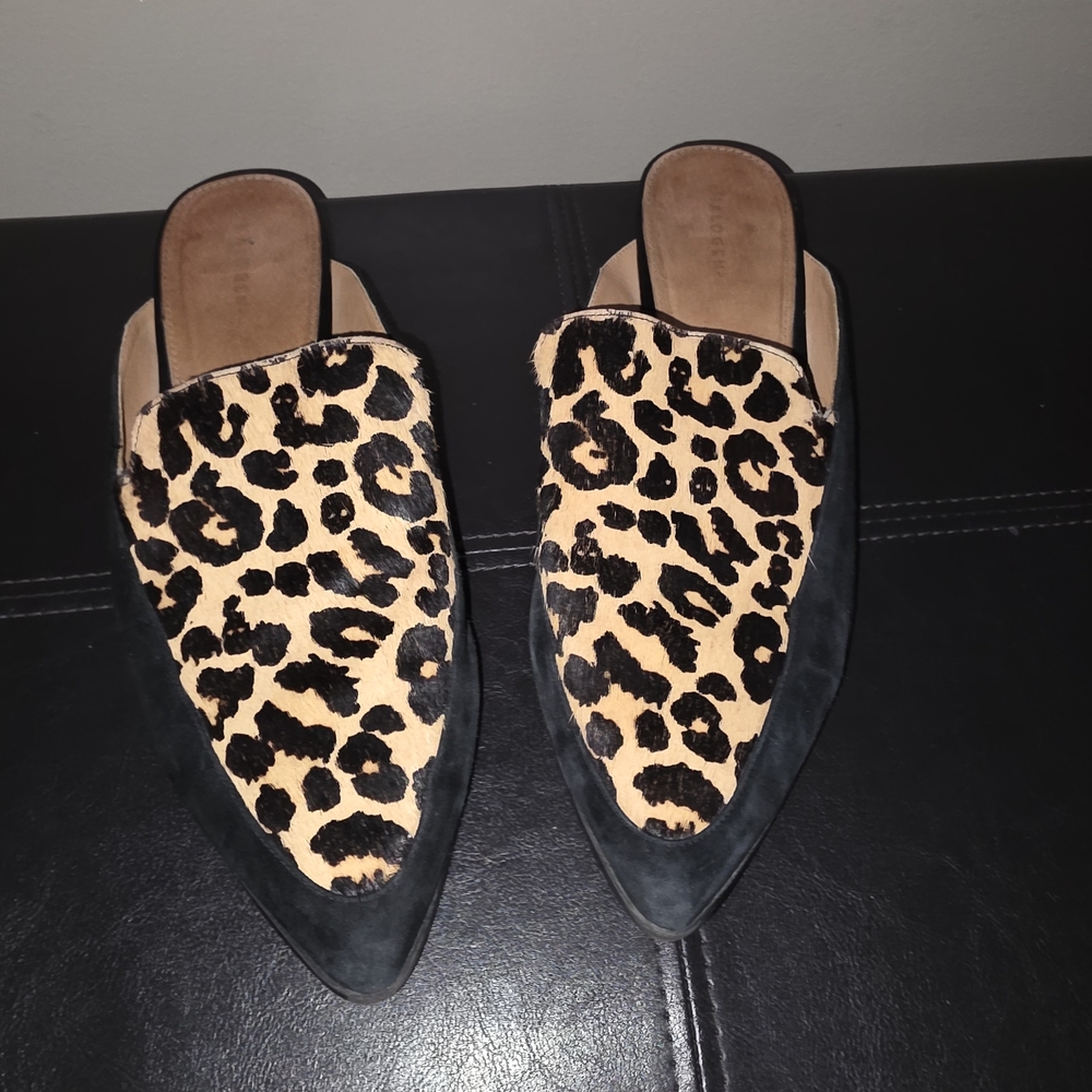Halogen Brown and Black Mules Leopard Print
